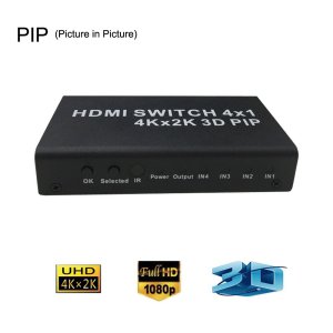 4X1 HDMI Switcher with Picture-in-Picture (PIP) and Wireless Remote Control